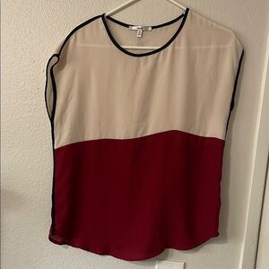 Papaya Cream and Red Sleeveless Boxy Blouse